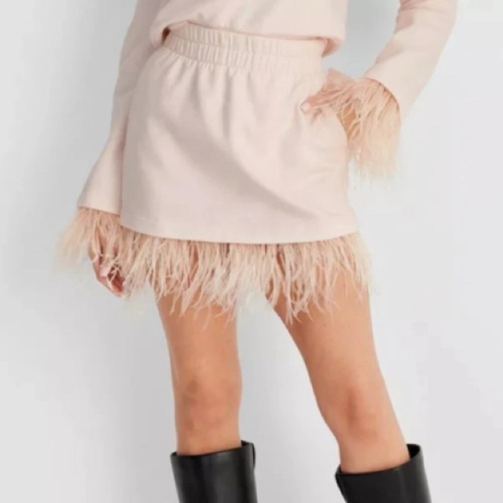 Future Collective detachable Feather Trim Mini Skirt size XXL